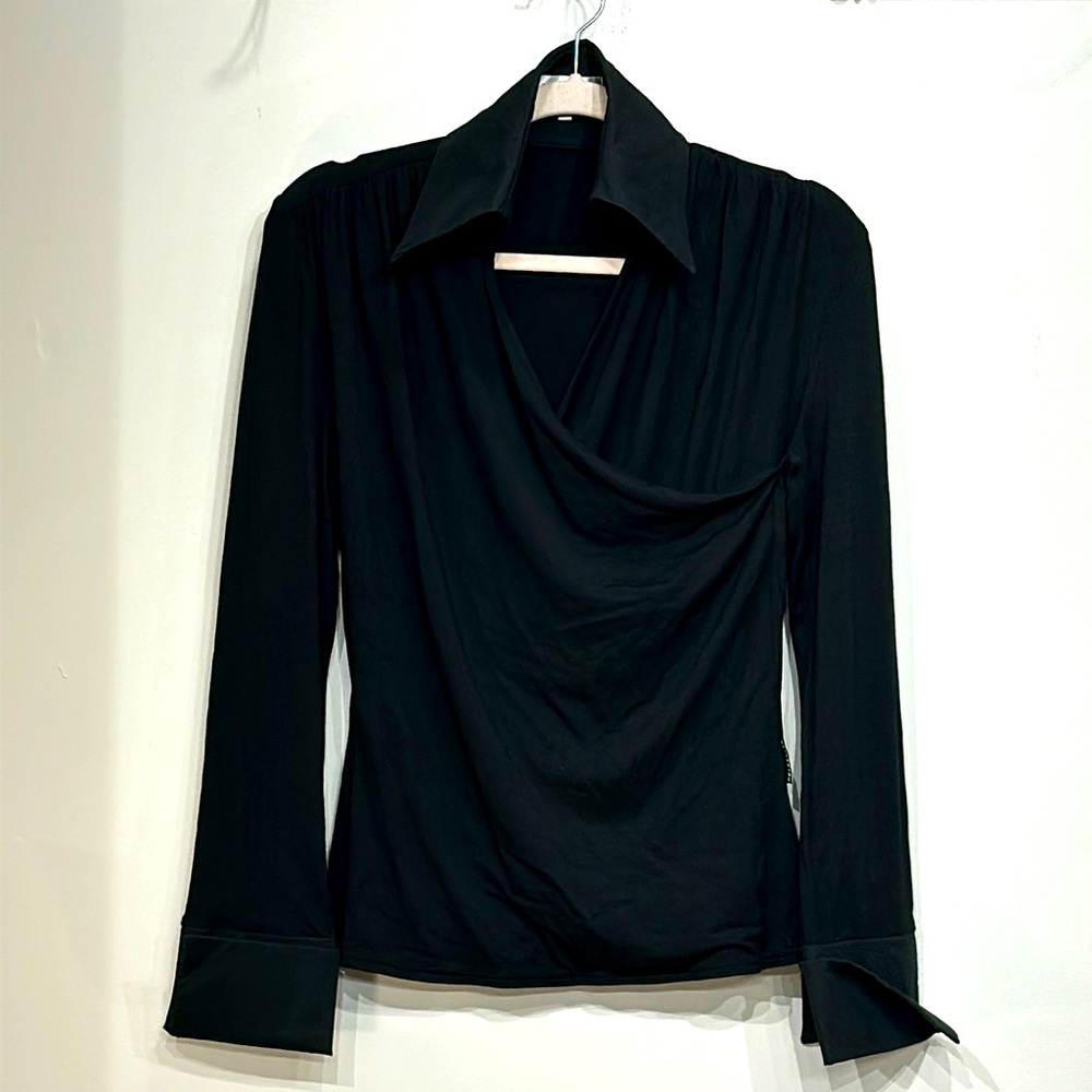 Cottonade Long Sleeve Crossover Top